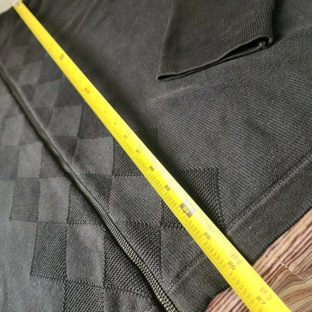 Banana Republic Zip Sweater M Argyle Black Mod Minimalist Preppy‎ Knit Cardigan